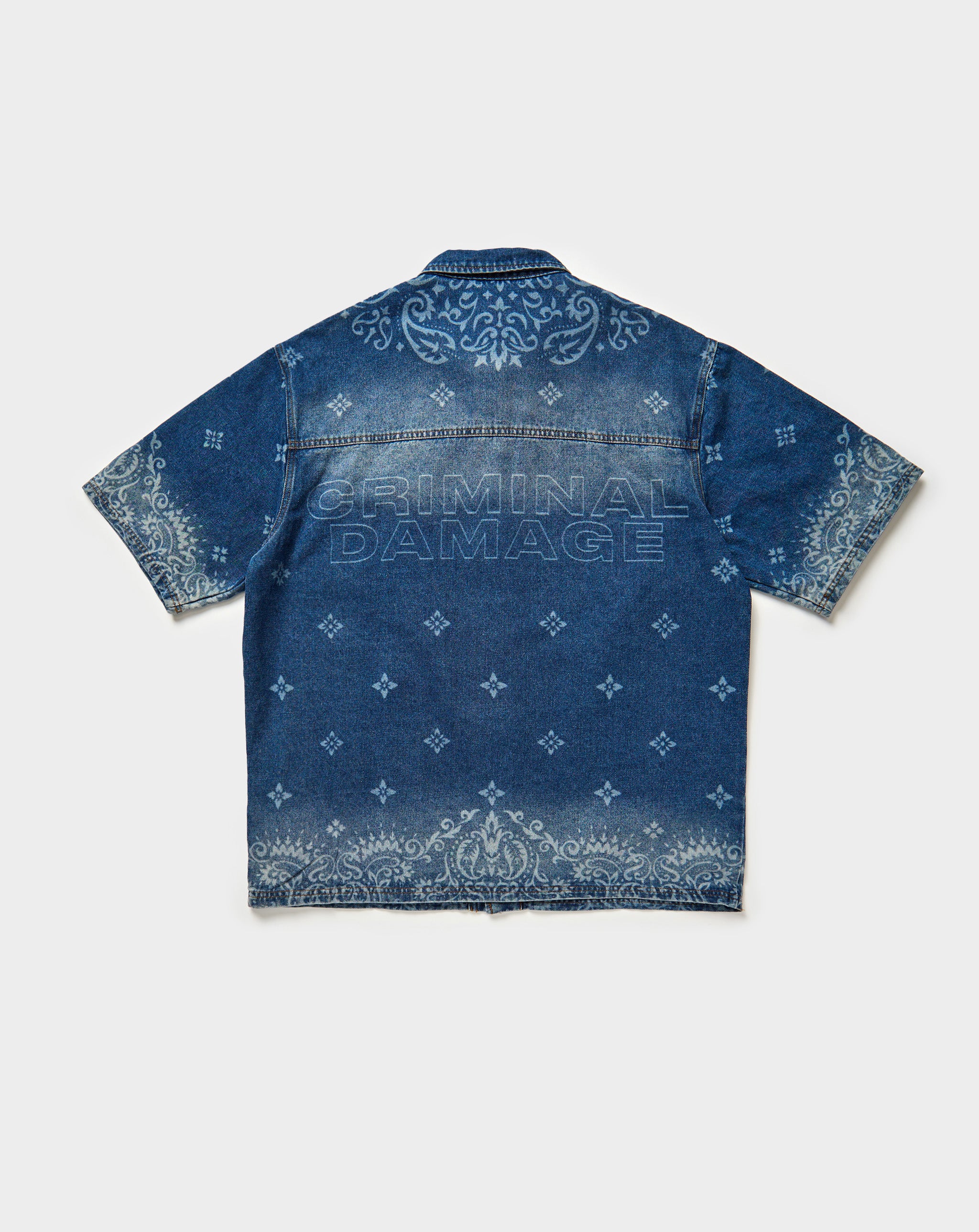 Criminal Damage Laser Print Denim Shirt. Underground Apparel. Rule of Next Streetwear.