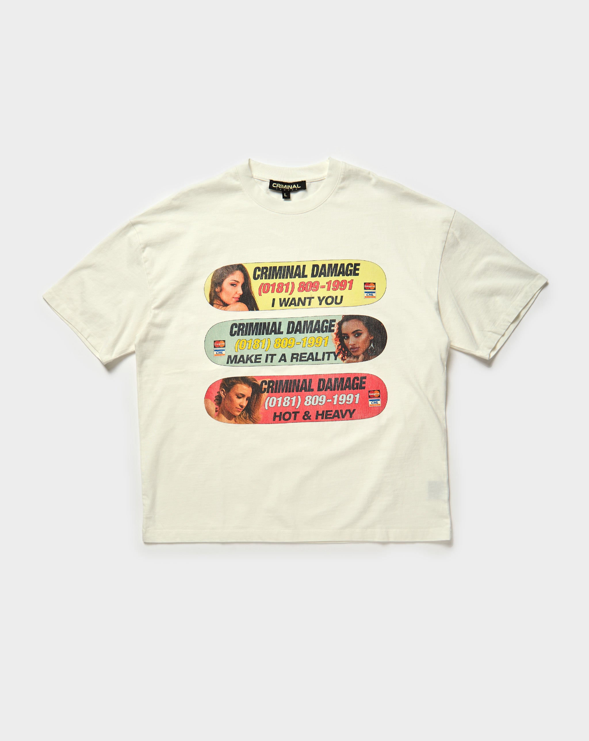 Criminal Damage Hotline Reality T-Shirt. Underground Apparel. Rule of Next Streetwear.
