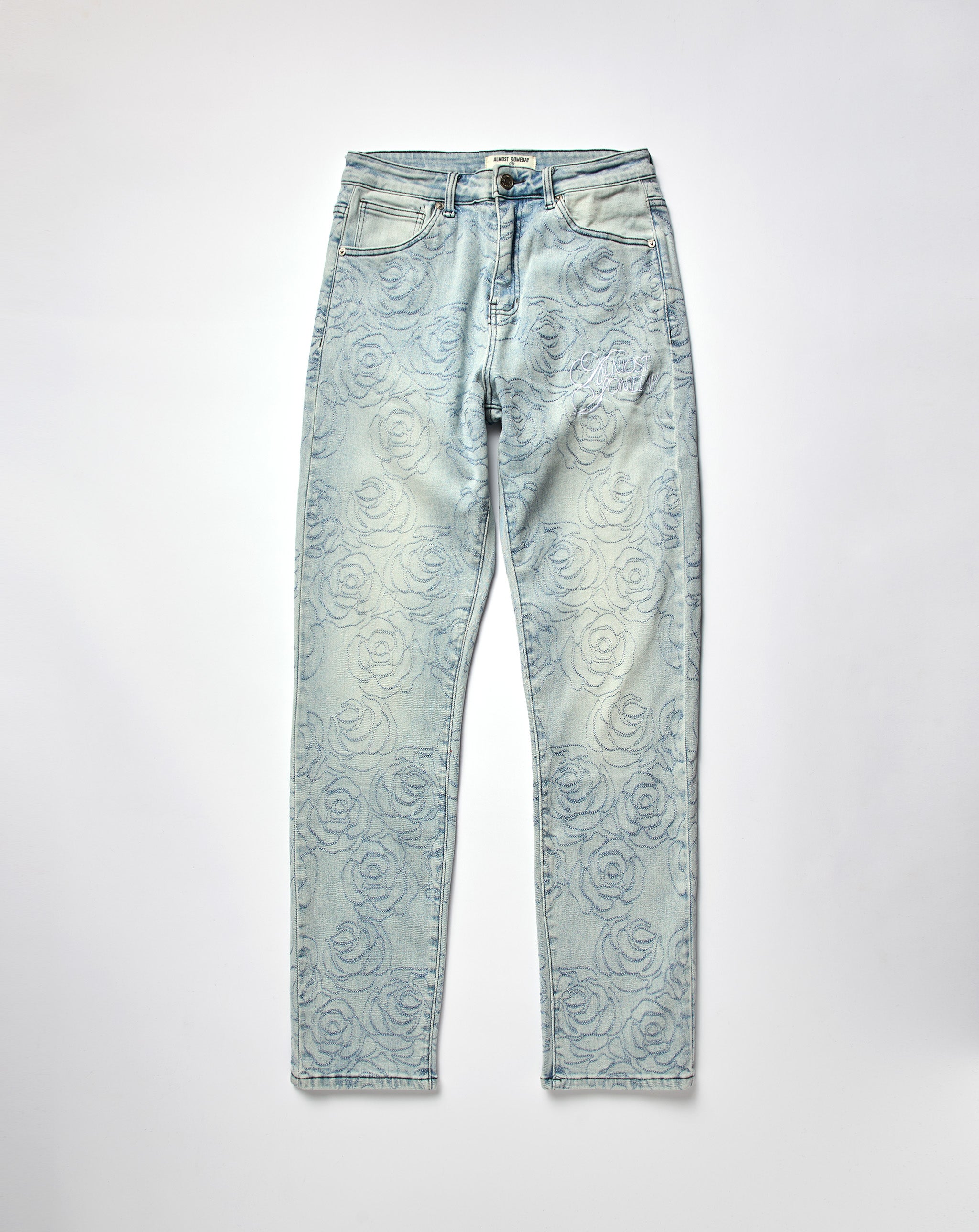 Rosette Embroidered Jeans