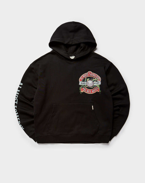 Almost Someday Palace Hoodie Black. Underground Streetwear - Rule PALACE border logo hood black