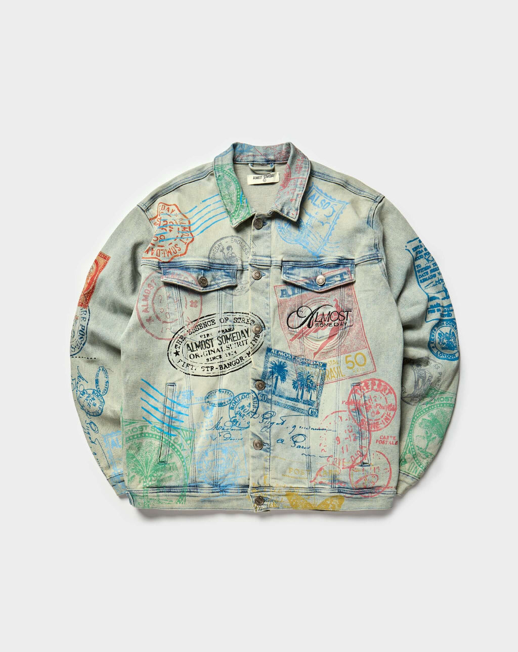 Almost Someday Postcard Denim Jacket. Underground Apparel. Rule of Next Streetwear.
