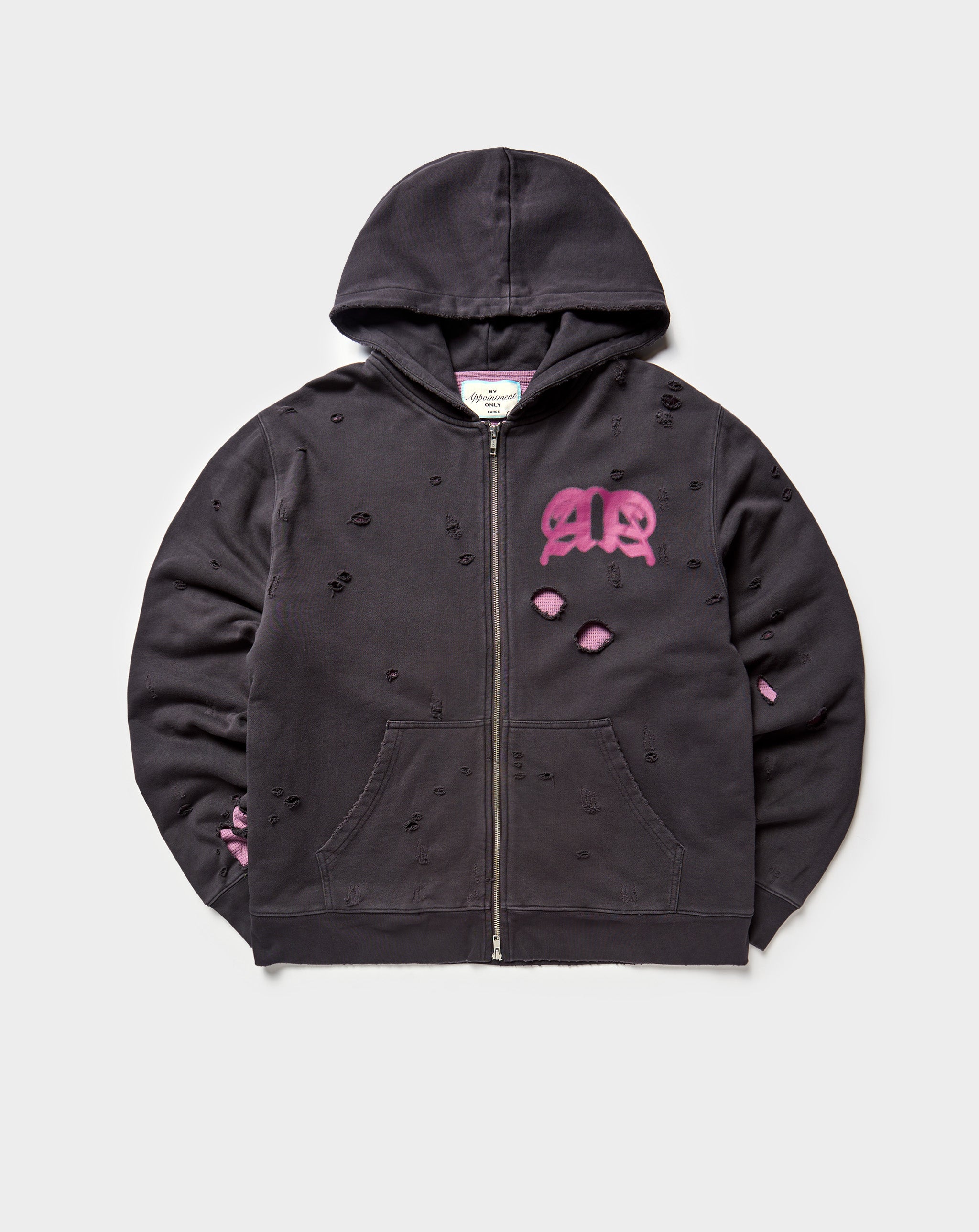 By Appointment Only Digital Dust Distressed Zip-Up Hoodie - Rule of Next Apparel