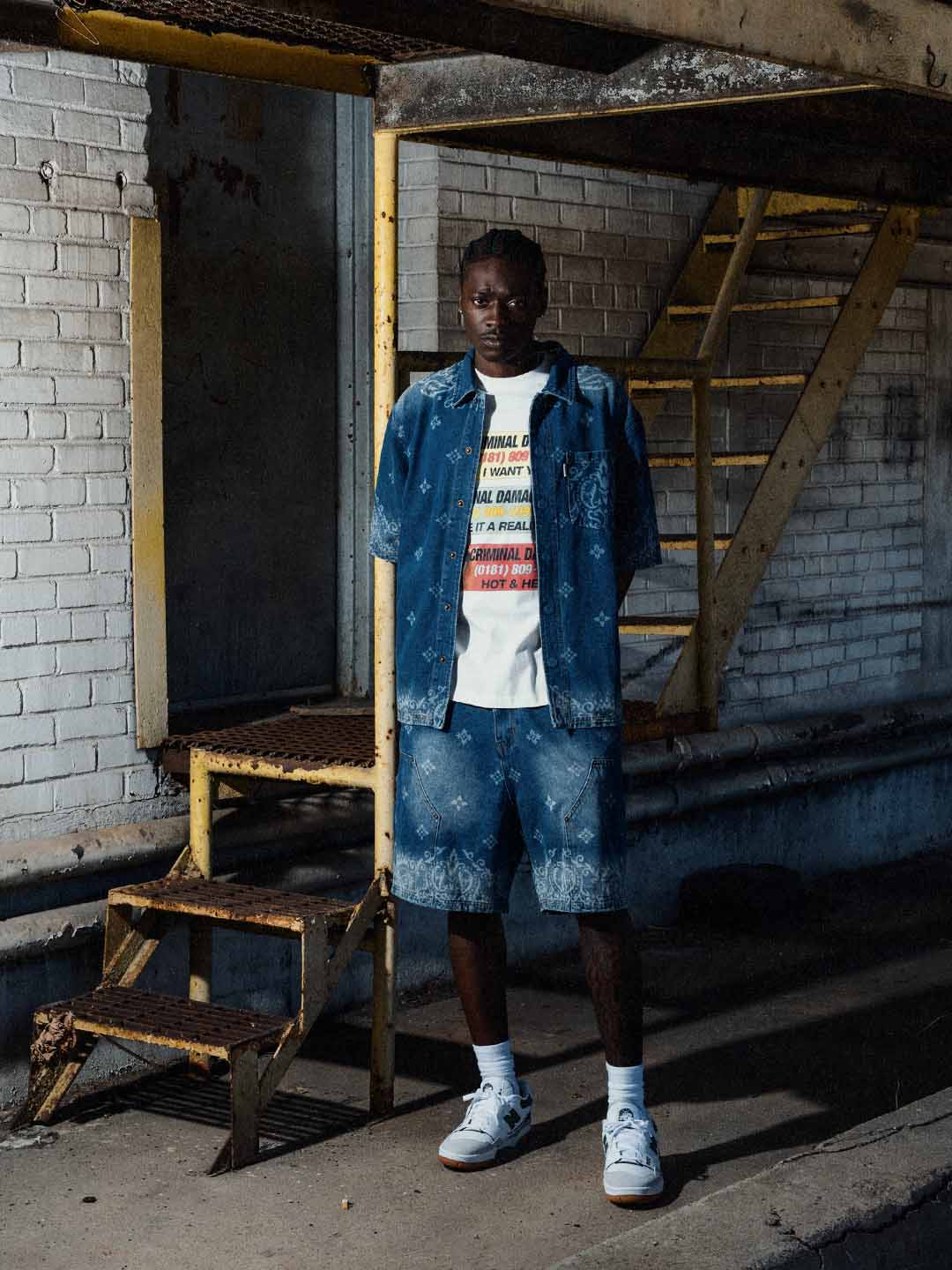 Criminal Damage Laser Print Denim Short. Underground Apparel. Rule