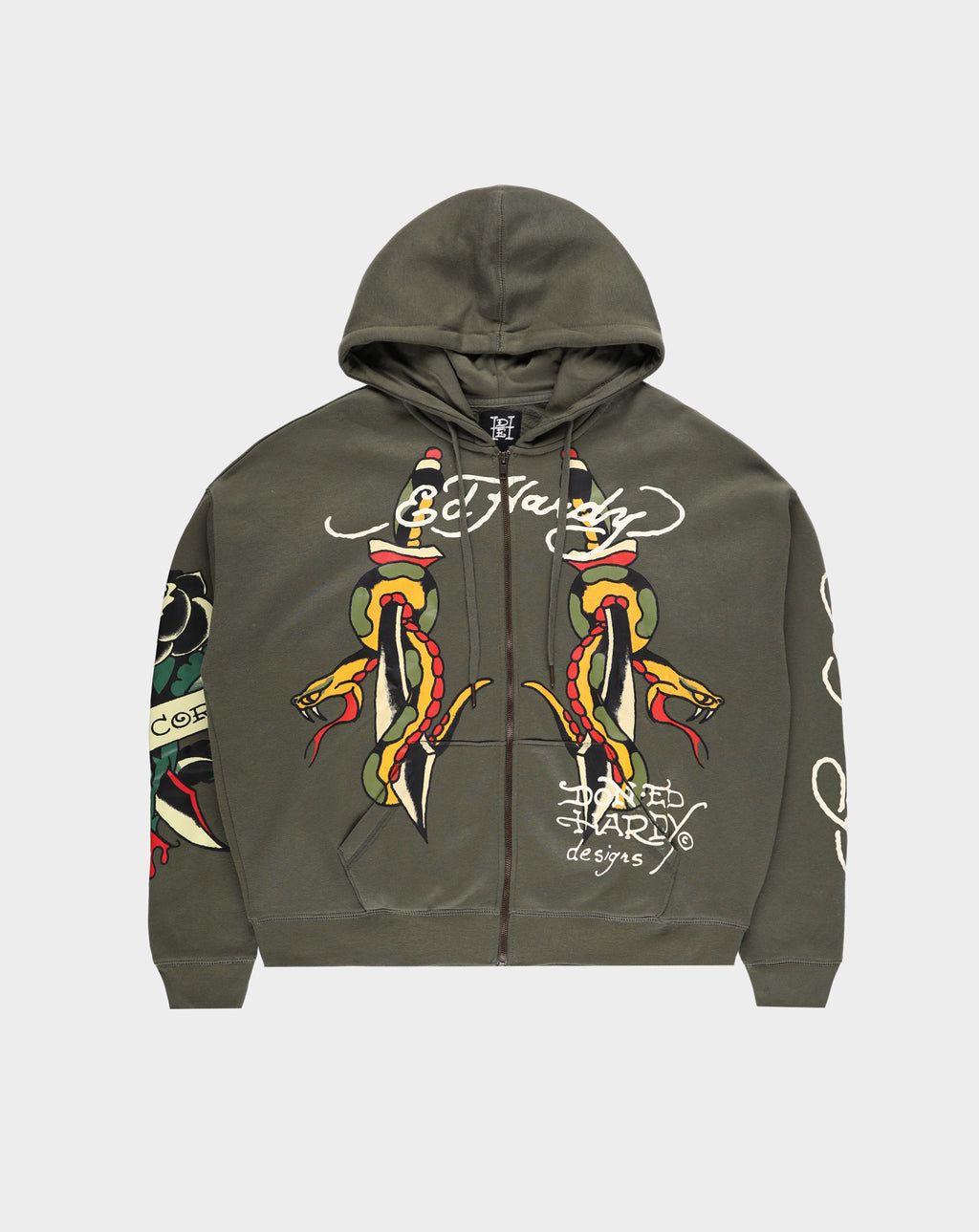 Ed Hardy Snakes Boxy Zip Hoodie - Rule of Next Apparel