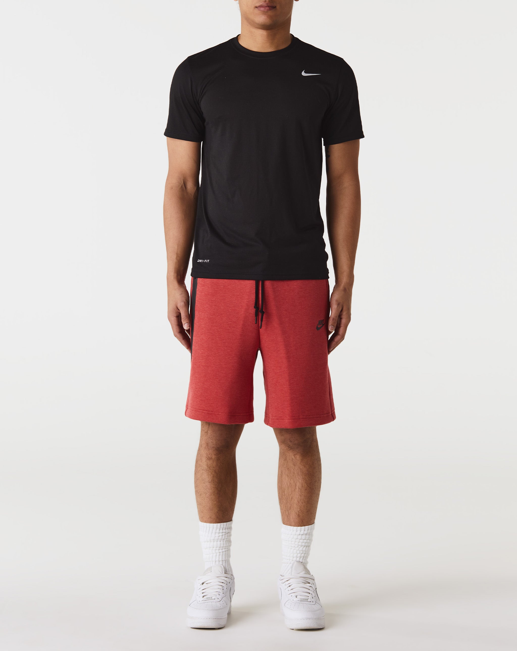 red nike fleece shorts