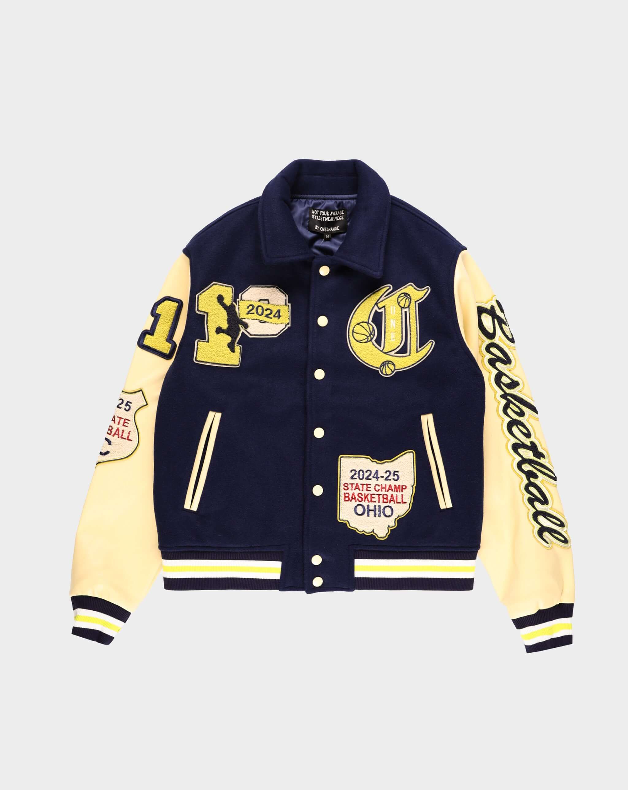 One Chance One Chance - One Shot Varsity Jacket - Navy Blue