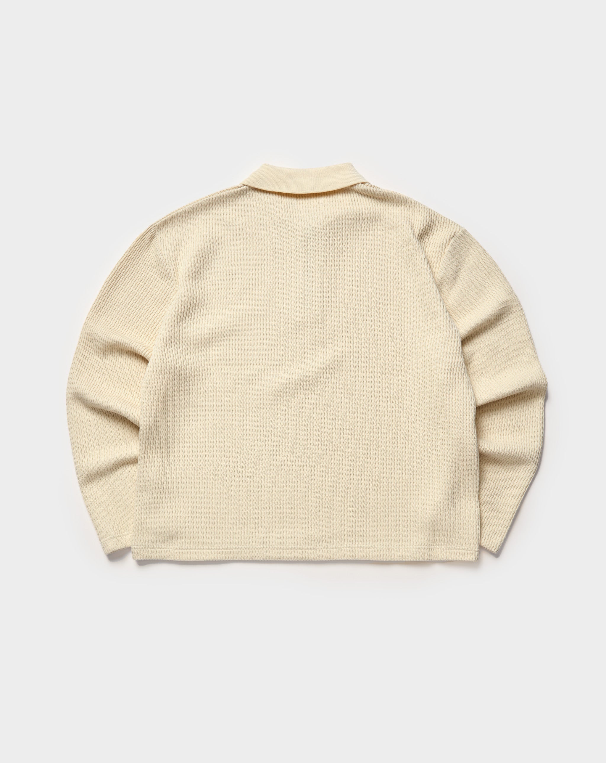 Wavy Knit Long Sleeve Polo Shirt