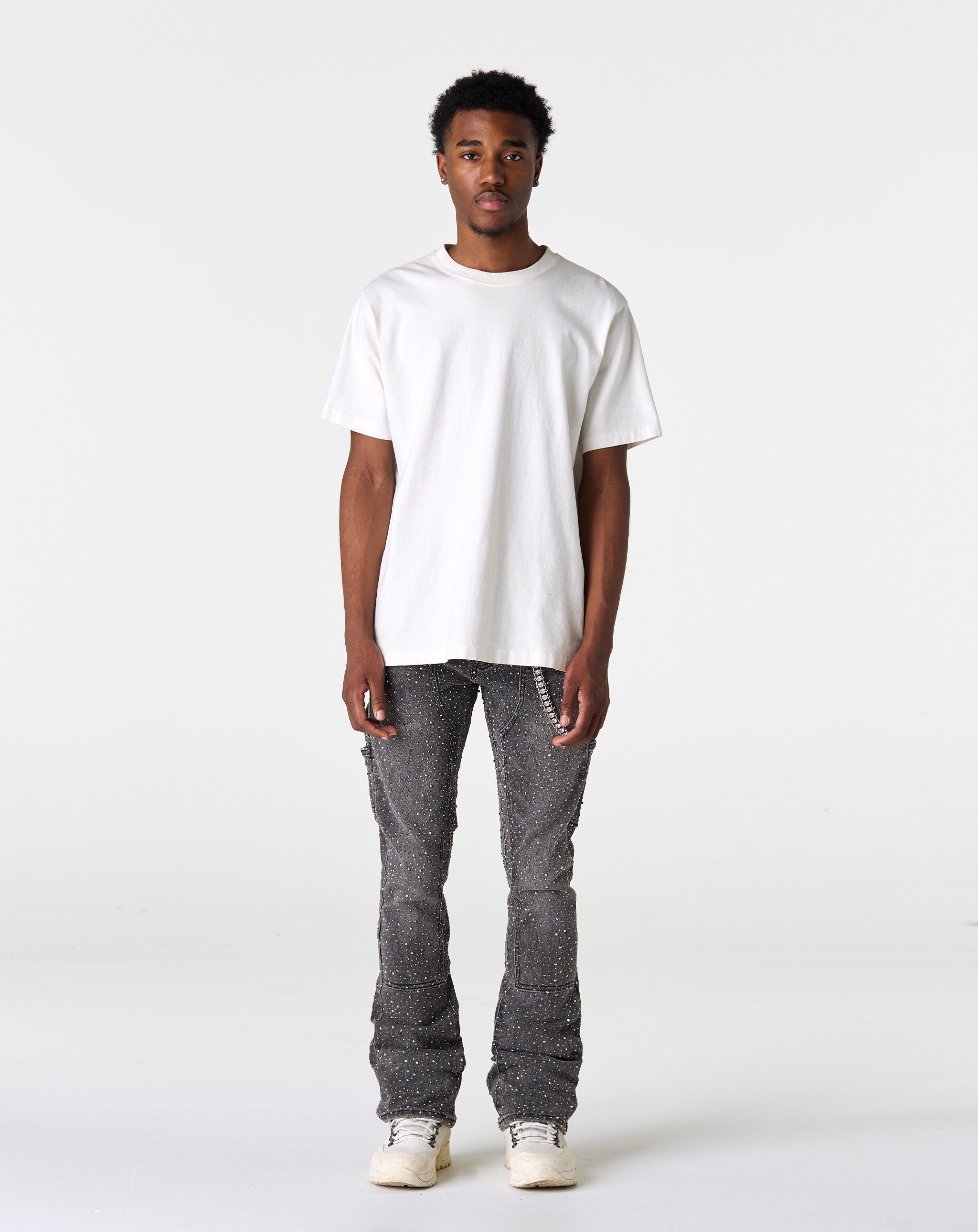 Stacked Rhinestone Jean