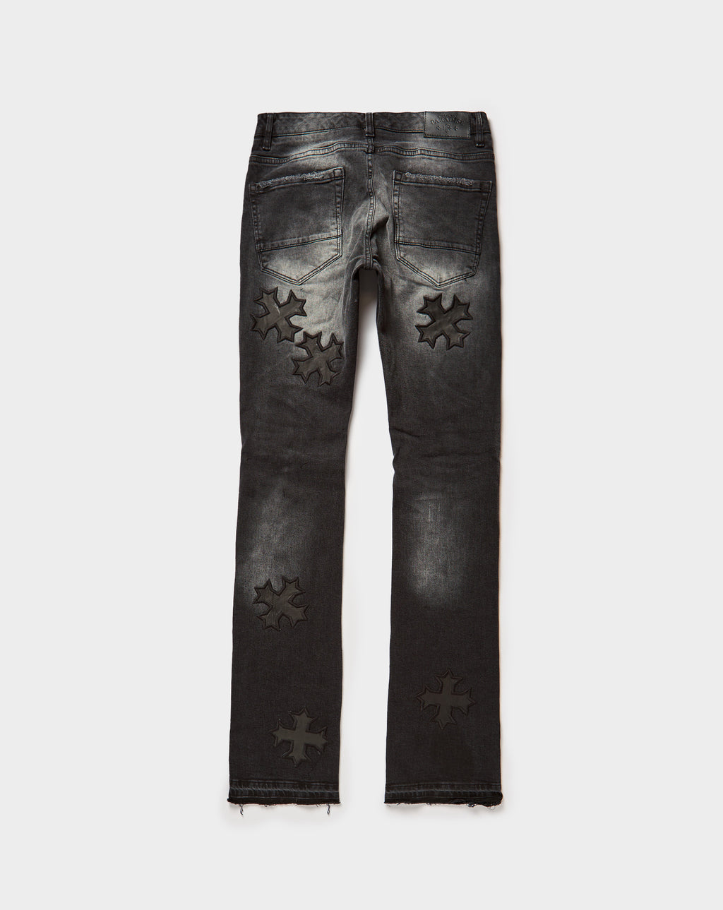 Jordan Craig Crossed Scythe Patches Stacked Jeans - Rule of Next Apparel
