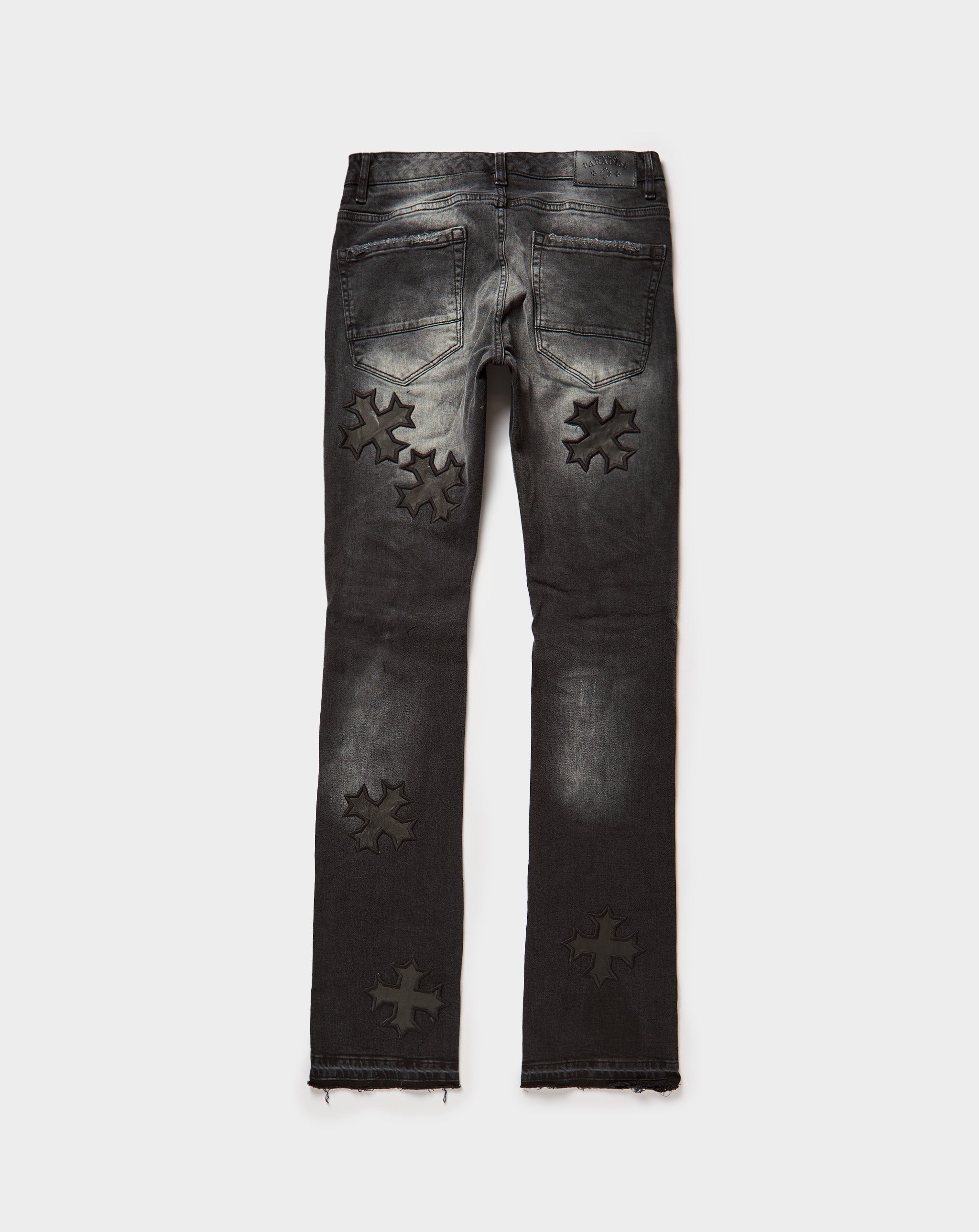 Jordan Craig Crossed Scythe Patches Stacked Jeans - Rule of Next Apparel