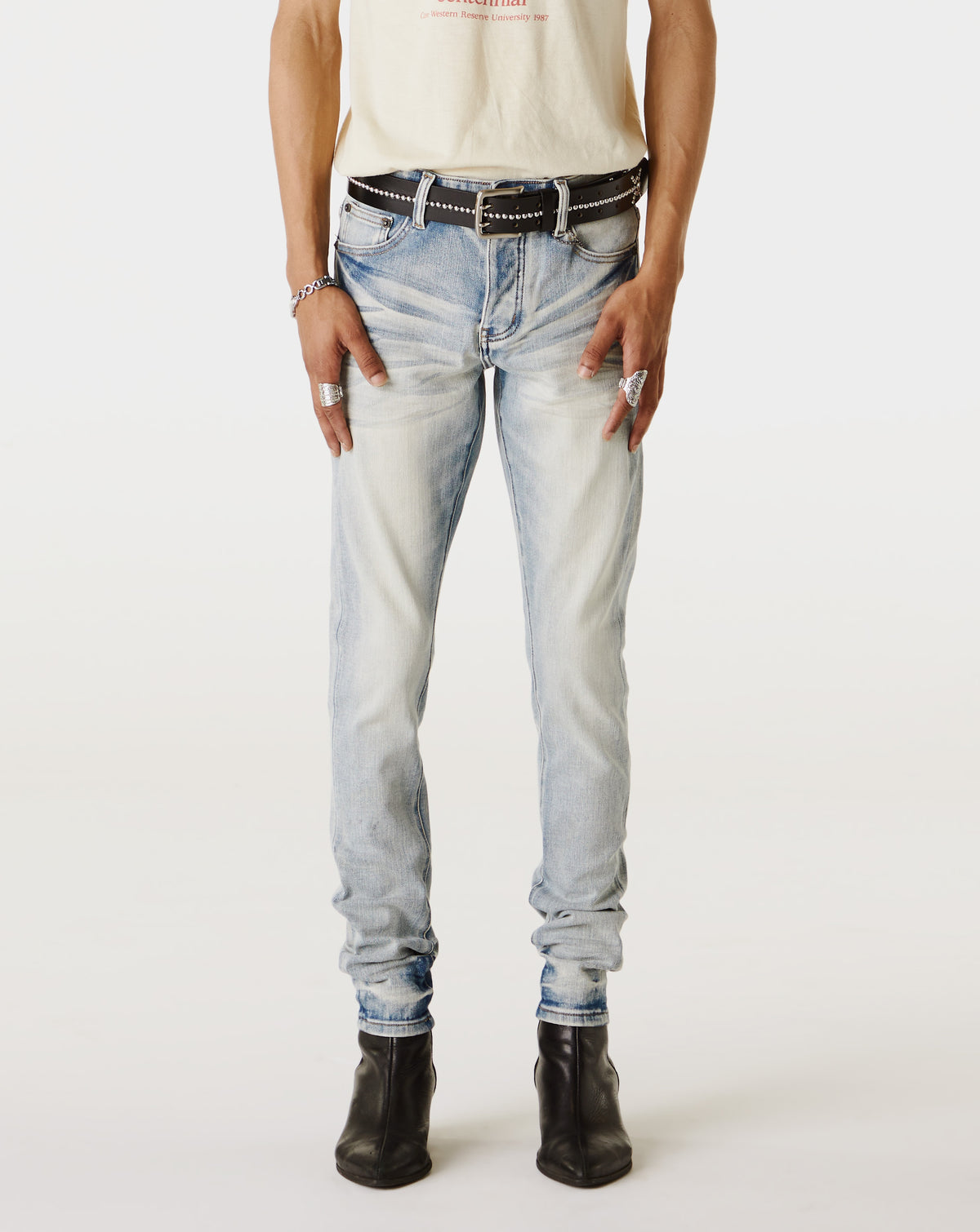 PRVT LBL Skinny Fit Denim in Light Blue Wash