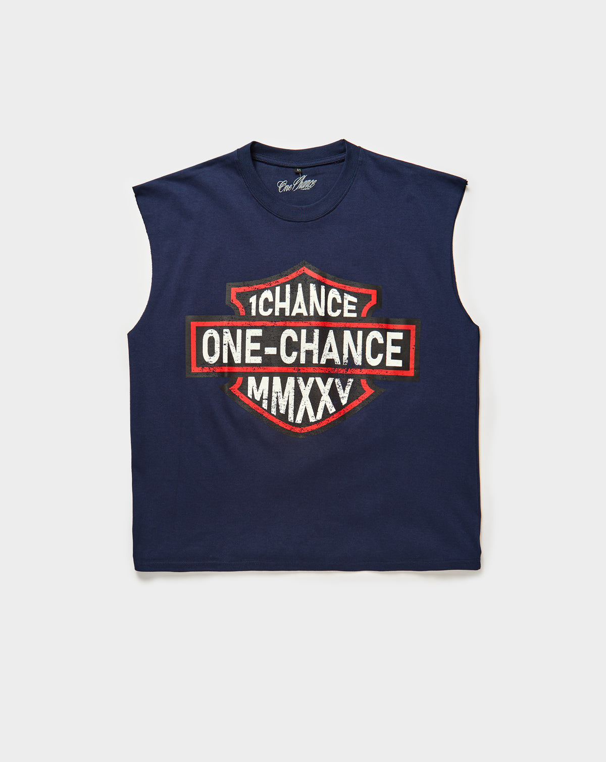 One Chance MMXXV Sleeveless Tee in Navy Blue