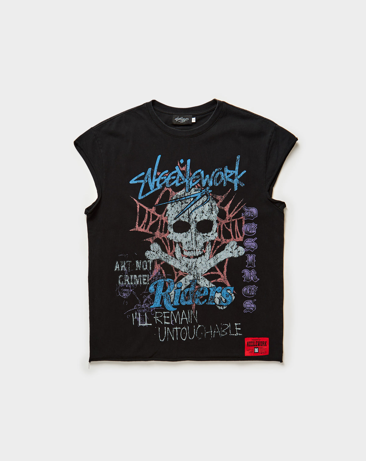 Needlework Riders Sleeveless T-Shirt in Black