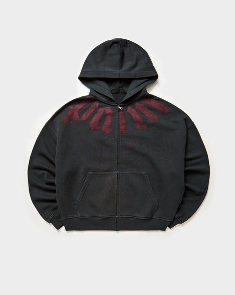 Palm Angels Big Neck Logo Zip Loose Hoodie. Underground Apparel