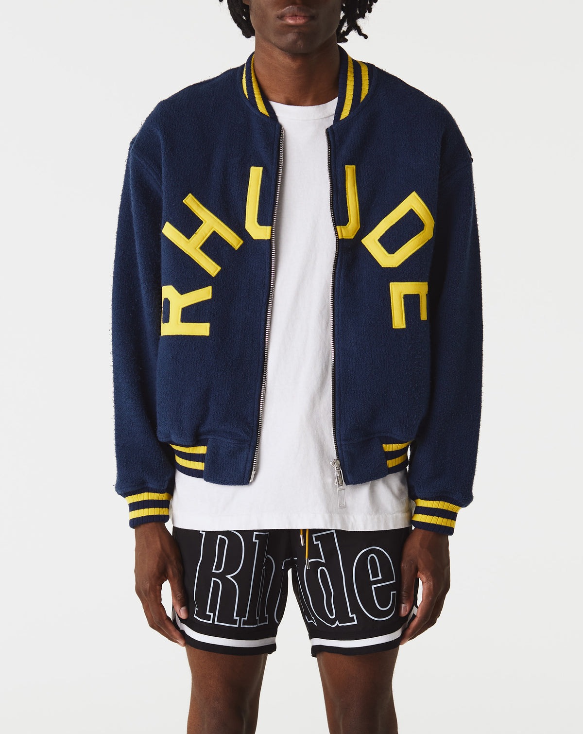 Rhude Oversized Logo Terry Varsity Jacket - Rule of Next Apparel
