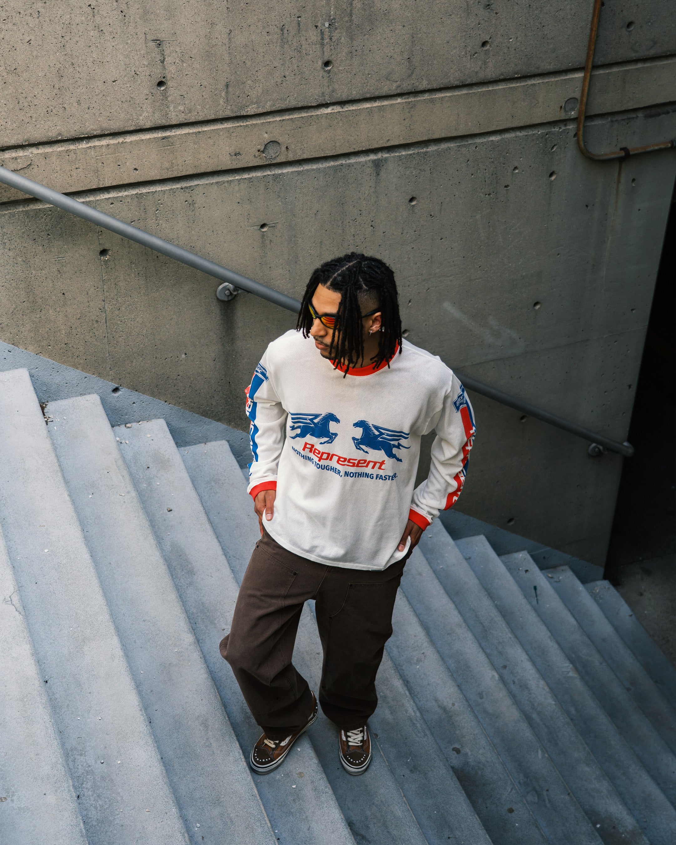 Represent Mesh Pegasus Long Sleeve T-Shirt. Underground Apparel. Rule of Next Streetwear.
