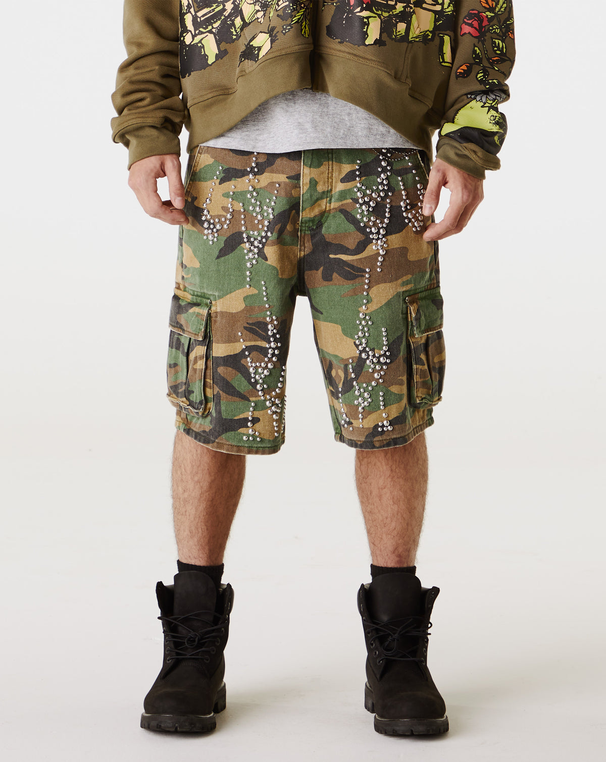 PRVT LBL Camo Jort With Studs - Rule of Next Apparel