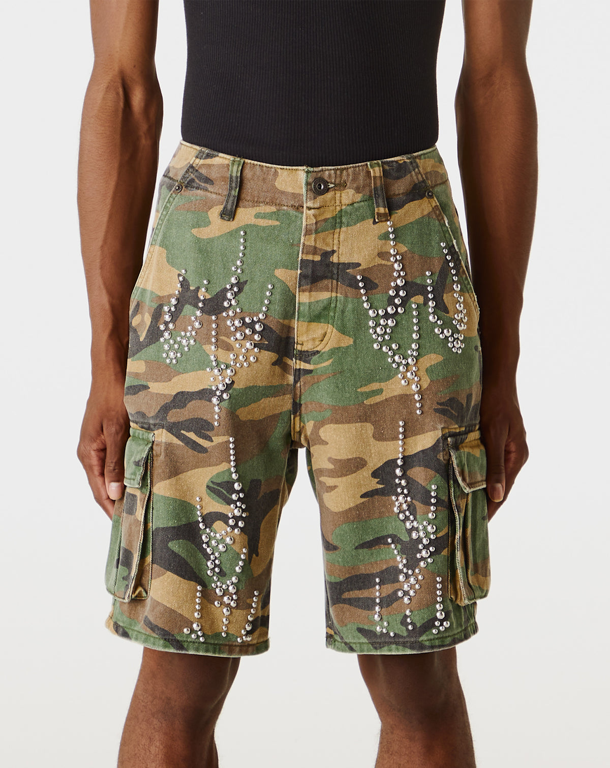 PRVT LBL Camo Jort With Studs - Rule of Next Apparel