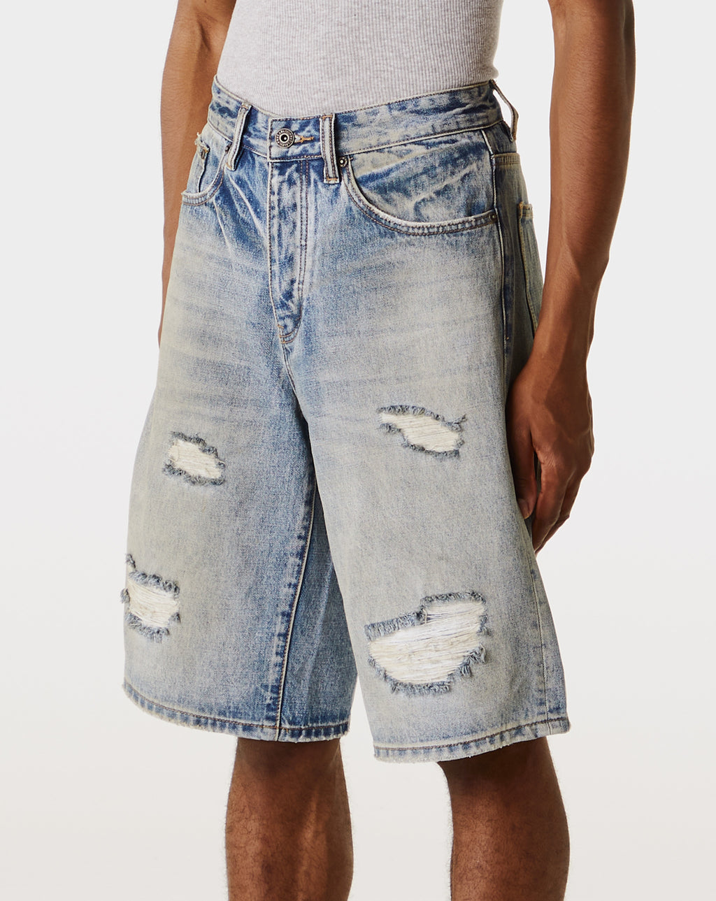 PRVT LBL Distressed Denim Short - Rule of Next Apparel
