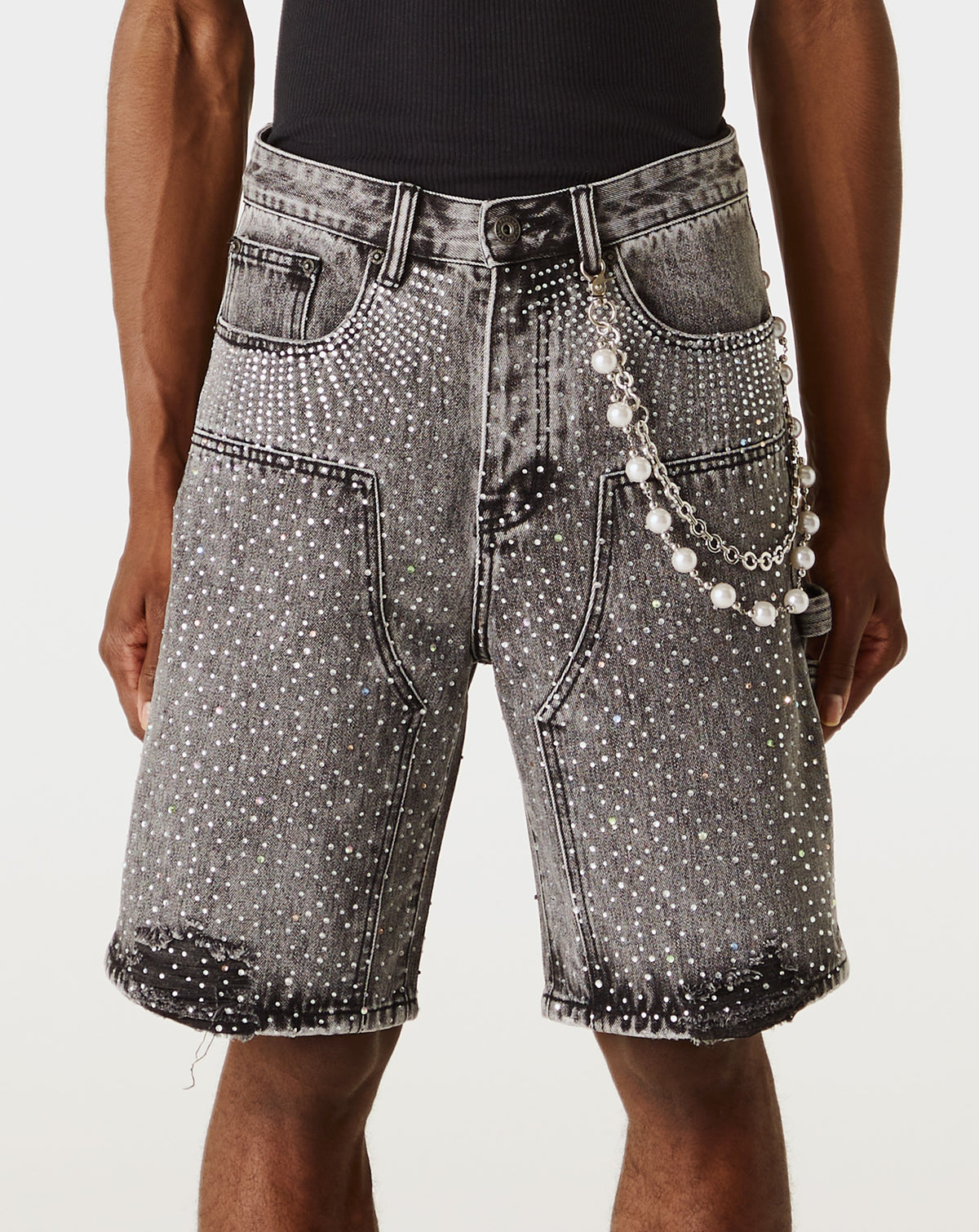 PRVT LBL Short With Rhinestones - Rule of Next Apparel