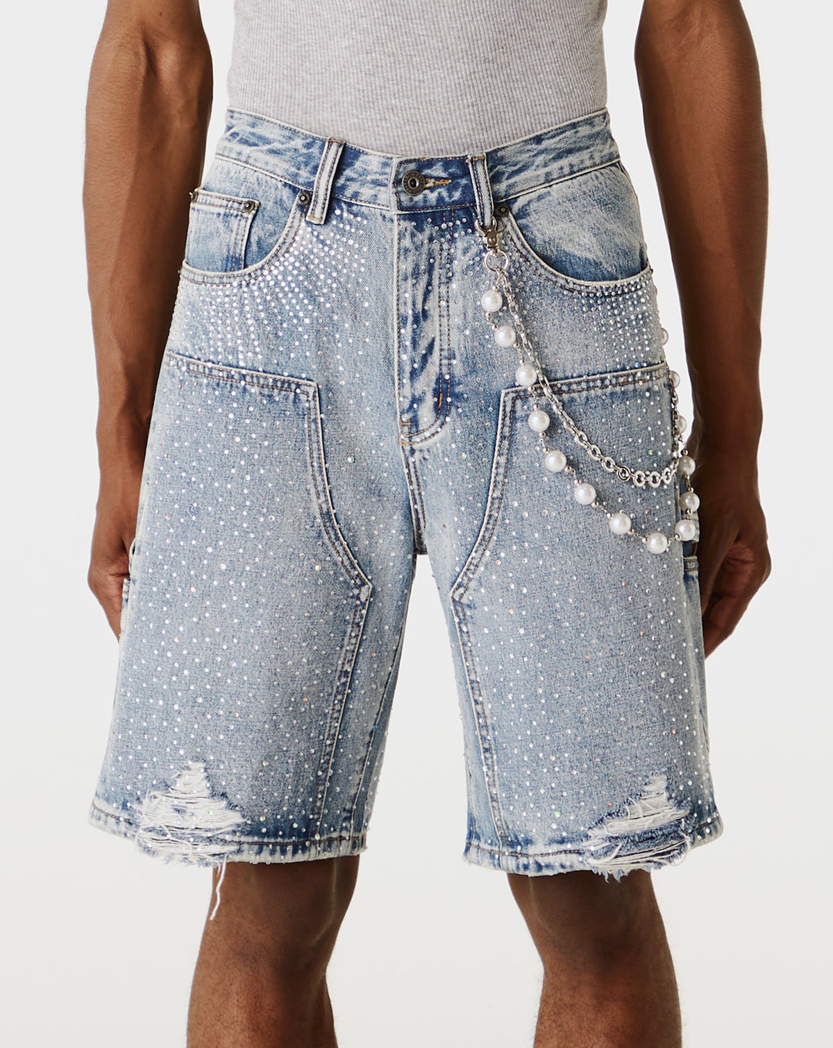 PRVT LBL Short With Rhinestones - Rule of Next Apparel