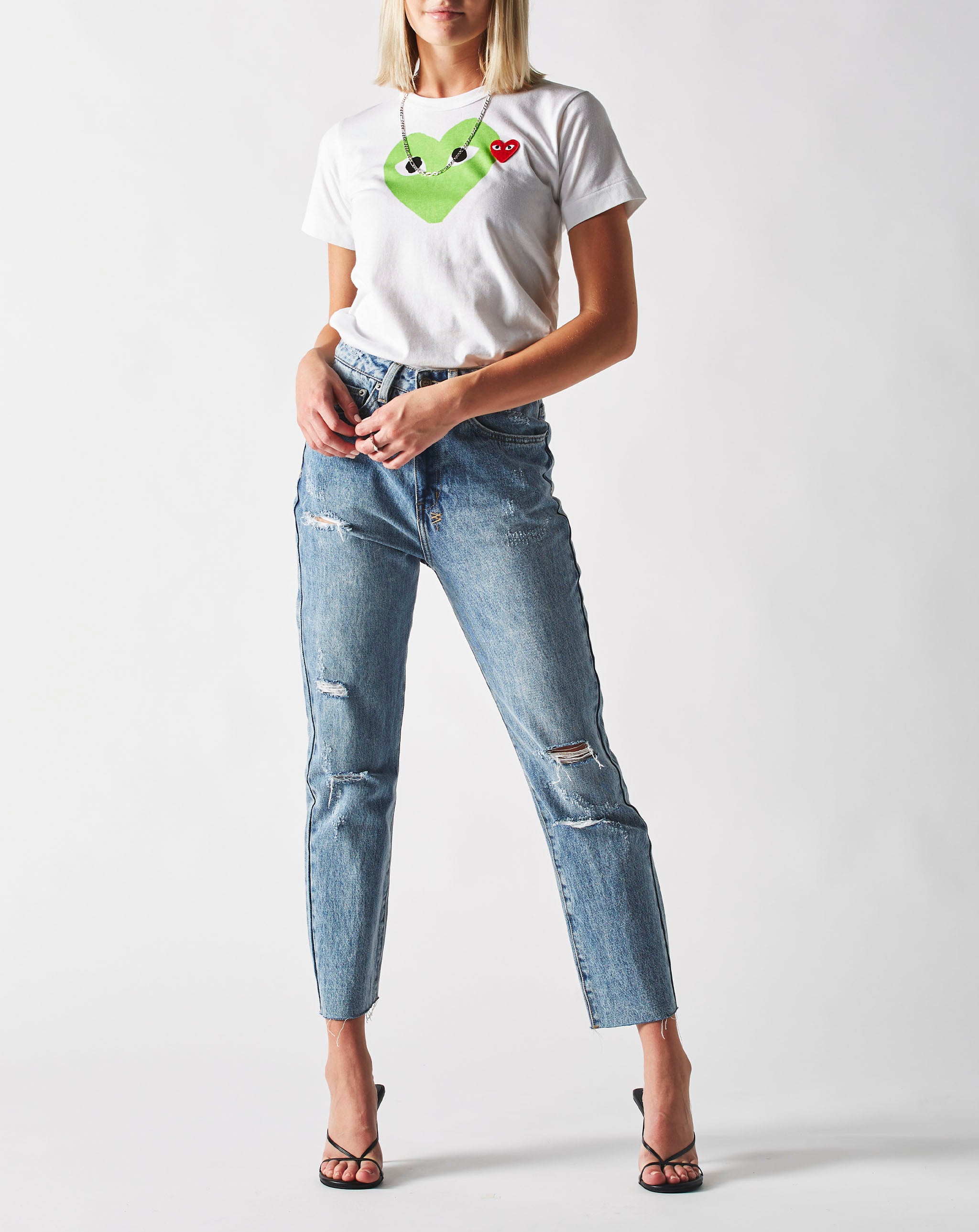 Comme des Garcons PLAY Women's Double Heart Logo T-Shirt - Rule of Next Apparel