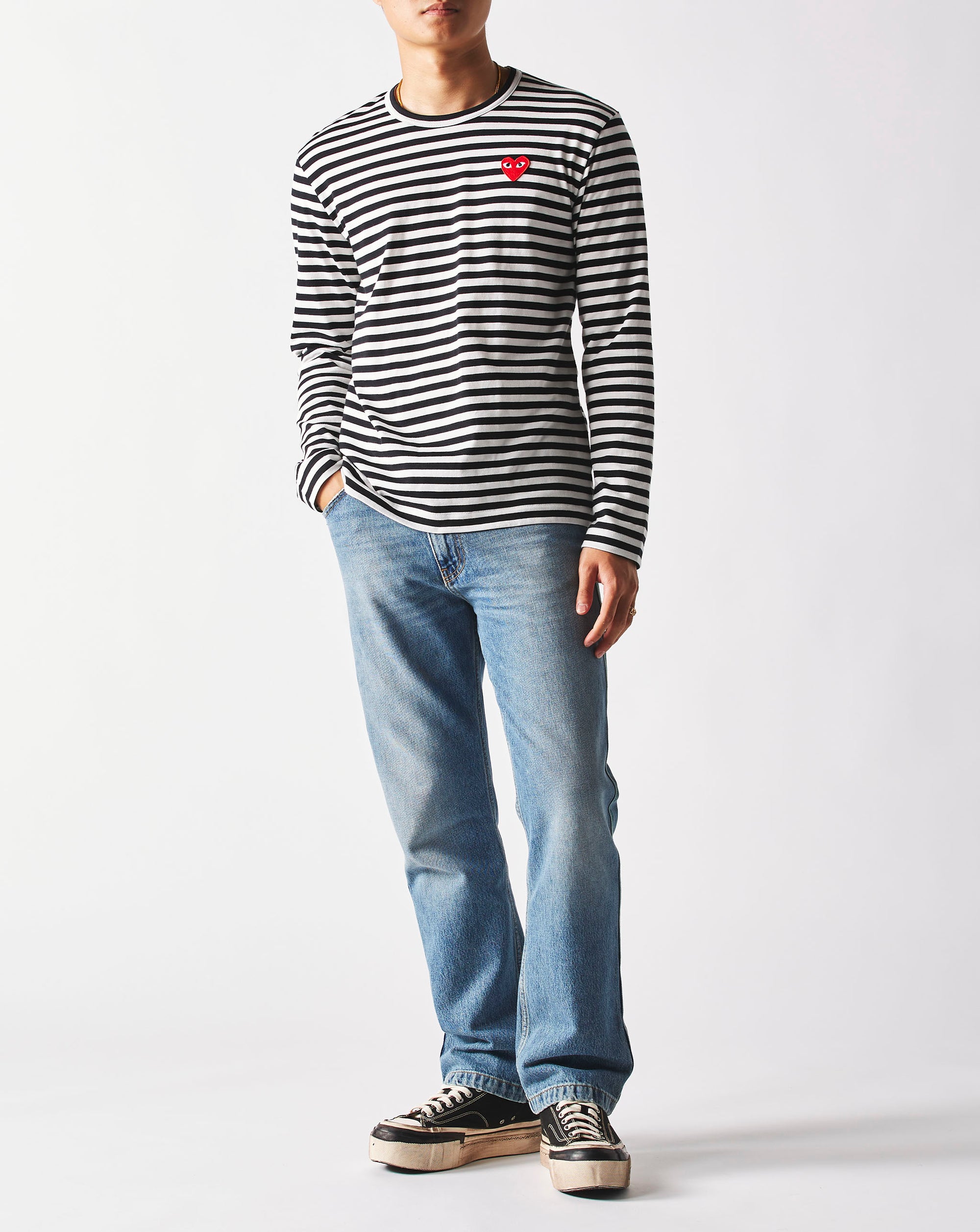 Comme des Garcons PLAY Striped Long Sleeve T-Shirt - Rule of Next Apparel