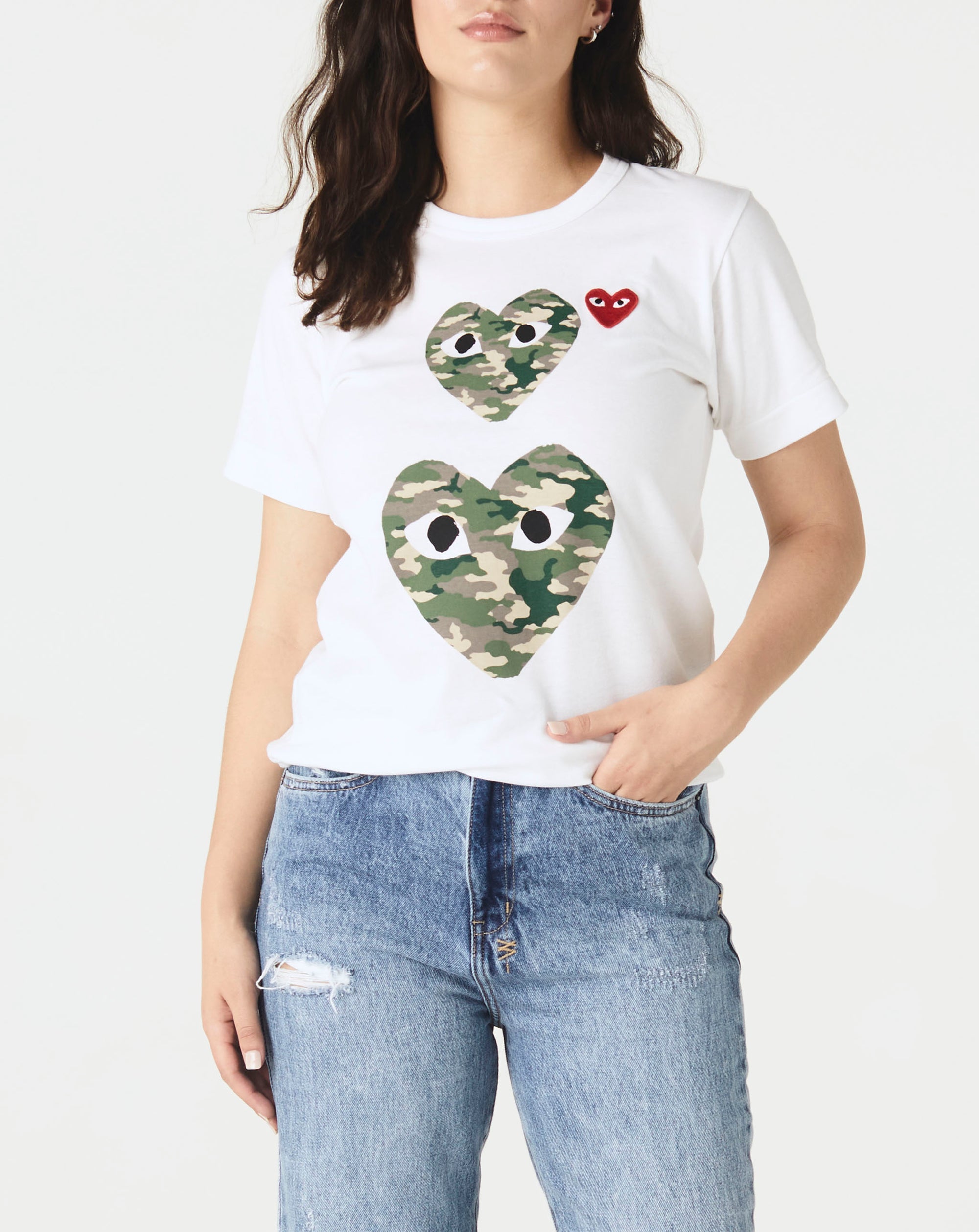 Comme des Garcons PLAY Women's Double Camo Heart T-Shirt - Rule of Next Apparel